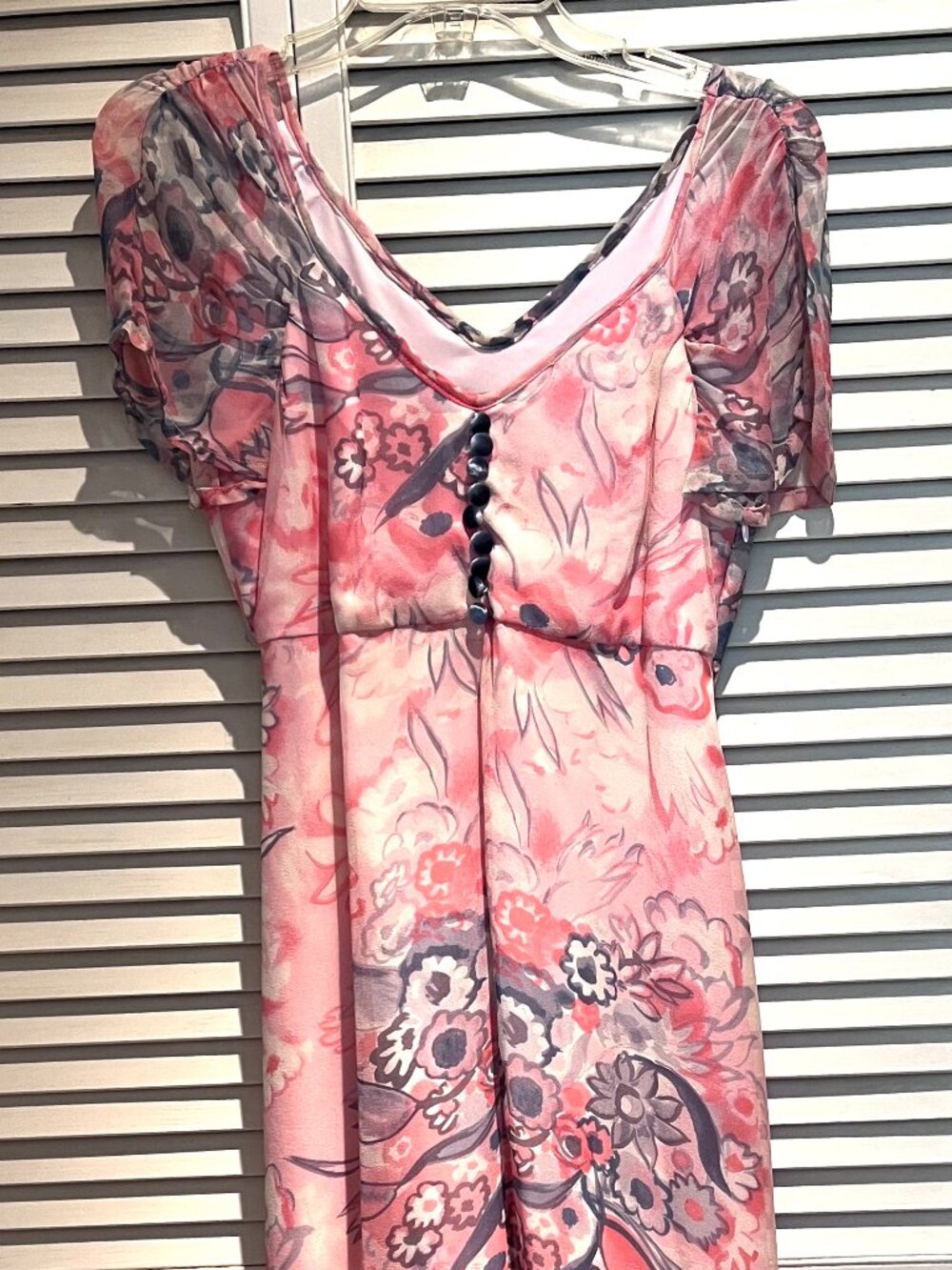 Vintage Betsey Johnson silk pink floral sheer dress with lining dress sz 4